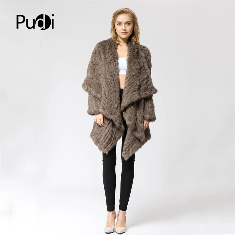 

CR060-2 Knitted knit 100% real rabbit fur coat overcoat jacket Russian women's winter thick warm genuine fur coat