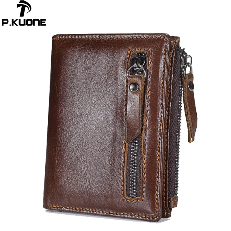 

2018 New Genuine Leather Mens Wallet Man zipper Short Coin Purse Brand Male Cowhide Credit&id Wallet Multifunction Small Wallets