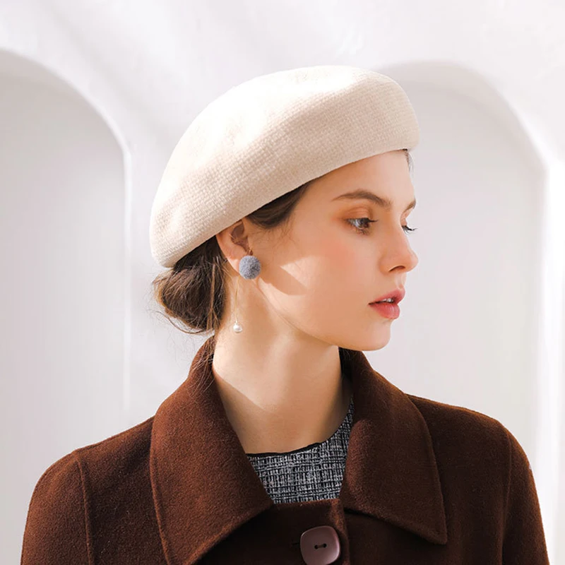 

French Wool Beret Hat Women Winter Hats 2018 Fashion Black Wine Red Khaki Knit Berets Femme Painter Octagonal Hats Caps M108