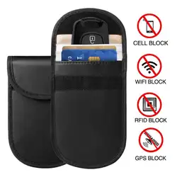 2 шт. RFID искусственная кожа автомобильный брелок мобильный телефон чехол для блокировки сигнала телефона сумка Щит сумка 2 слоя дизайн