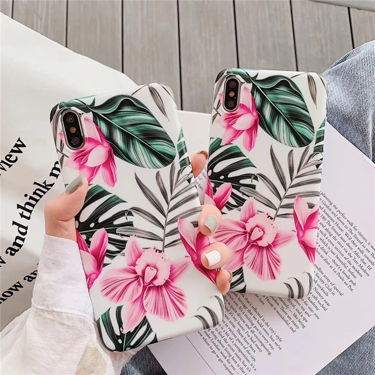 

Luxury Rose floral Phone Case for iphone XS Max X Cute Flower Soft IMD Back Cover For iphone 8 6 7 Plus XR Girl Style Back Cover