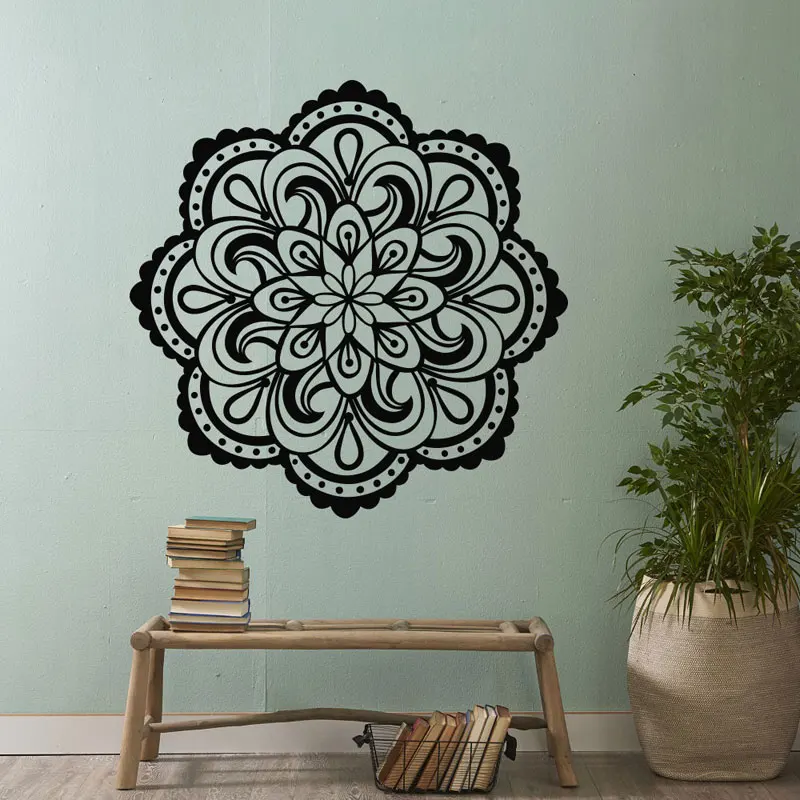 Mandala Vinyl Wall Decal Sticker Yoga Studio Decor Bohemian Boho Bedroom Tribal Wall Art Namaste
