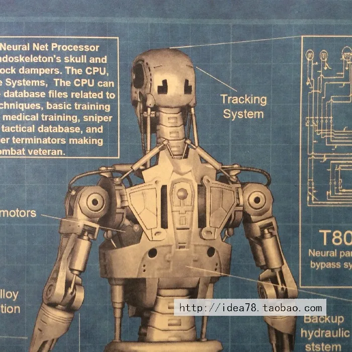 Большой робот Терминатор T800 старинный крафт плакат настенные художественные наклейки настенные переводная картинка Core Ретро Бар Кафе дома украшения