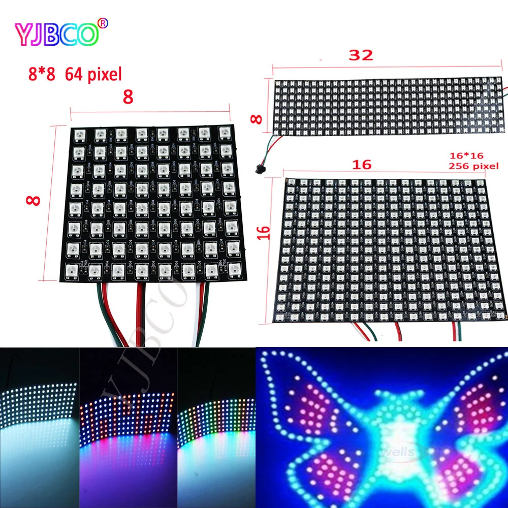 

WS2812B led Panel Screen 8*8/16*16/8*32 5050 Full Color DC5V Digital Flexible SK6812 Pixels RGB LED Panel Screen