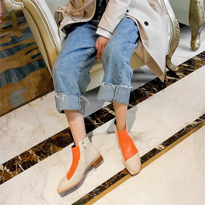 FEDONAS/качественные разноцветные женские ботильоны из натуральной кожи; классические ботинки «Челси» с круглым носком; высокая обувь; женские полусапожки