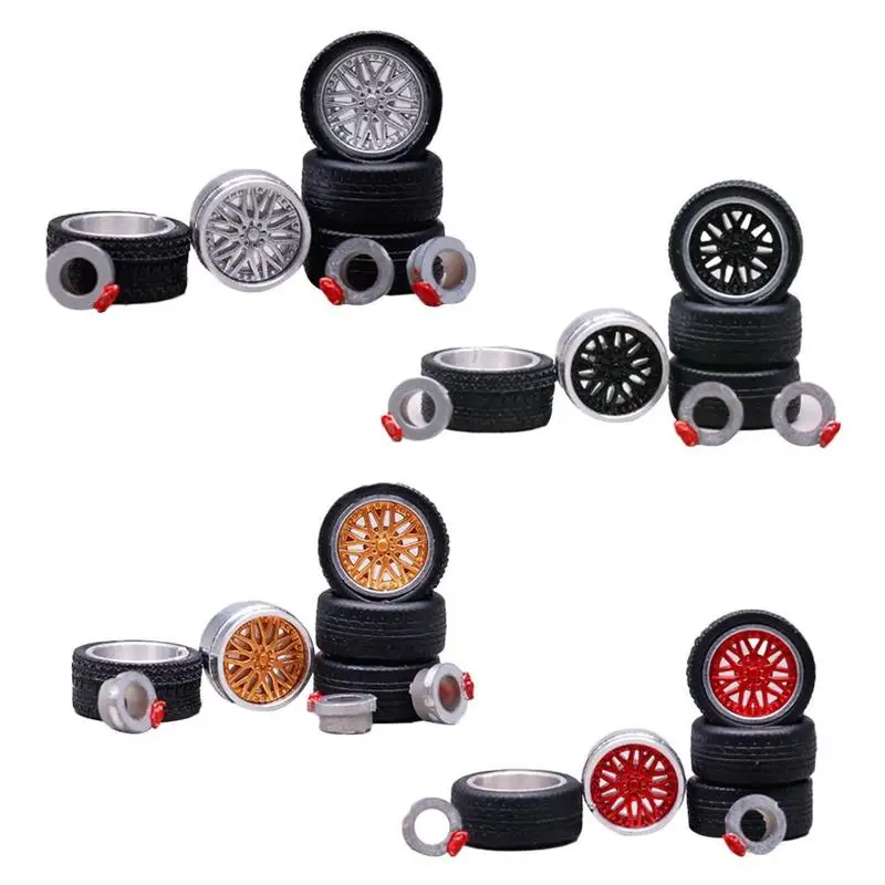 

4pcs Simulation Rubber Wheel Tire Wheel Toy Model DIY RC Spare Parts 1/64 Cars Suitable For Some Cars Toy Car Accessories