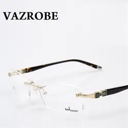 Vazrobe без оправы золото очки для мужчин оправы для очков Мужской Оптический с диоптрией близорукость диоптрий оптические стёкла очков