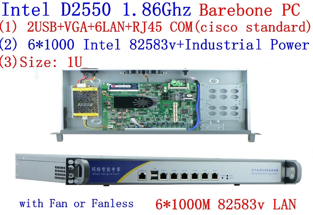 D2550 межсетевого экрана маршрутизатор 6*82583 В LAN Поддержка ROS Mikrotik pfsense panabit wayos monowall RADIUS Hi-паук barebone PC