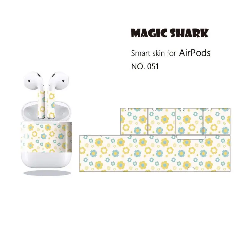 

Magic Shark Simple Style Flower Leaf Fashion Ultra Thin Sticker Cover Case for Apple Airpods Earphone 051-060
