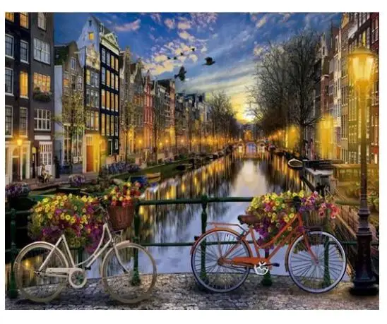 

6989 Canals of Amsterdam Netherlands - Paint by Numbers Kits for Adults DIY