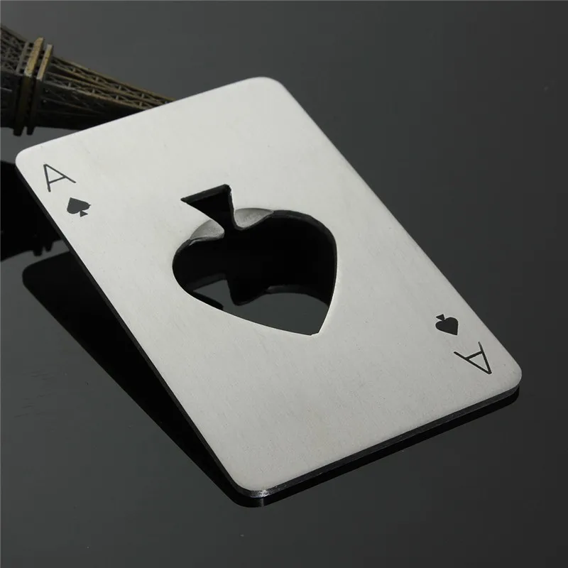 

500X Stainless Steel Poker Playing Card of Spades Bar Tool Soda Beer Bottle Cap Opener Gift