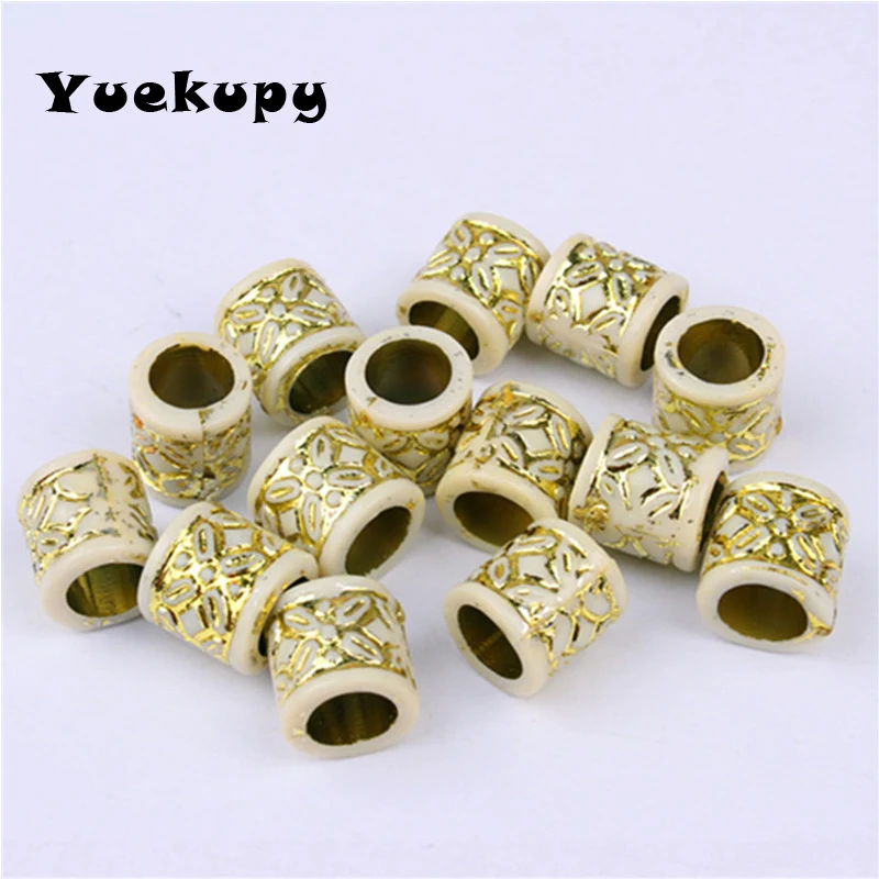 100pcs 6mm Acrylic Dread Dreadlock Beads With Gold Flower Pattern Hair Braid Braiding Tube Ring Cuffs Clips Hair Jewelry Tool 100pcs 6mm Acrylic Dread Dreadlock Beads With Gold Flower Pattern Hair Braid Braiding Tube Ring Cuffs Clips Hair Jewelry Tool