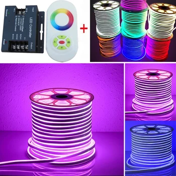 

LEDWTP 50M LED Neon flex 220V SMD5050 DC24V Colorful IP67 Waterproof rope string lamp With DC24V LED Pixel Light Controller 12V