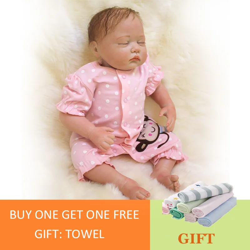 

20 Inch Reborn Baby Doll Silicone Cotton Toy Simulation Soft Rubber Dolls Baby Sleeping Toys Gift For kids