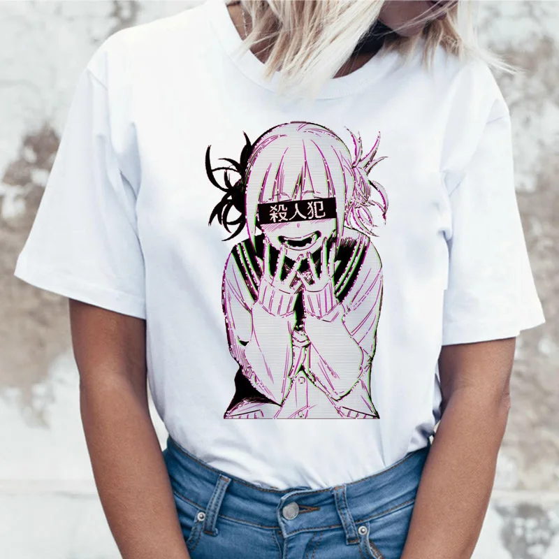 

Ahegao Print T Shirt Himiko Toga waifu 90s women senpai female boku no hero academia Cartoon harajuku t-shirt tee shirt tshirt