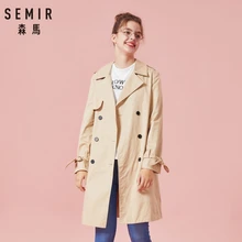 SEMIR женский двубортный плащ, Женский Классический Тренч с воротником, Abrigo Mujer, ветровка, длинная верхняя одежда, пальто