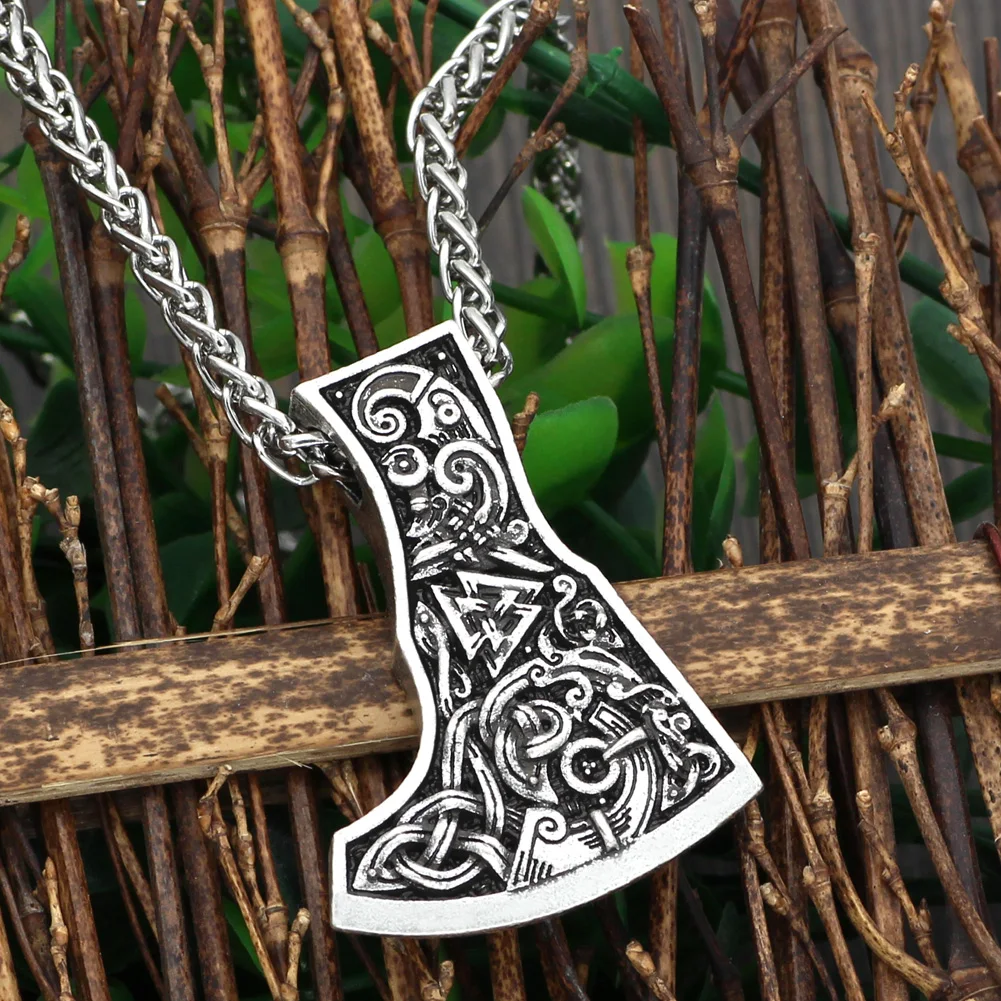 Мужское ожерелье с подвеской norse viking axe символ Одина Ворон Дракон амулет|Ожерелья