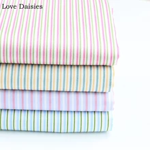 Хлопок саржевая ткань розовый фиолетовый желтый синий тонкая полосатая ткань для комплект кровати «сделай сам» Ручная работа Дети Кукла одежда платье пэчворк