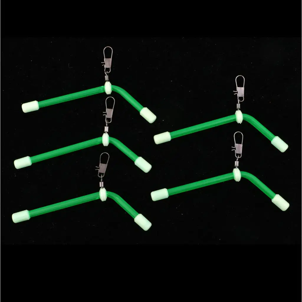 5Pcs  S/M/L  Plastic + Metal Anti  Booms with Snap and Swivel Luminous Fishing Rig Bent Booms Terminal Sea Fishing Tackle 
