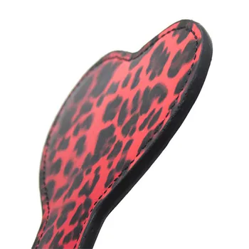 Morease Red leopard heart PU spanking paddle flogger flirting sex crop fetish Whip bondage Brinquedos For Couple Women 6