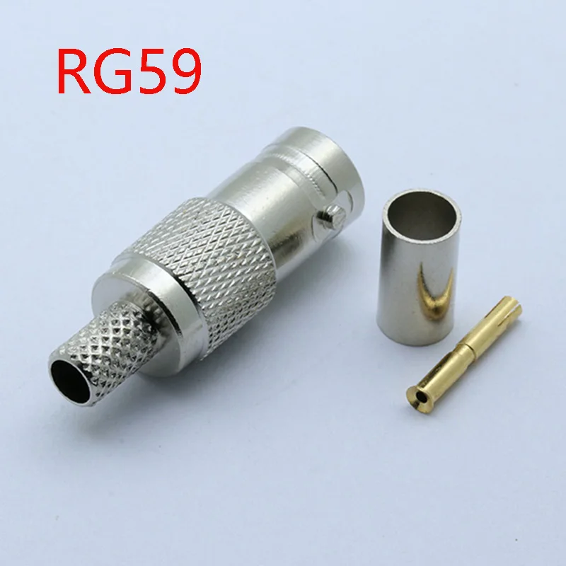 3 шт. BNC Женский обжимный разъем Новый прямой для RG58 RG59 RG6 РЧ коаксиального