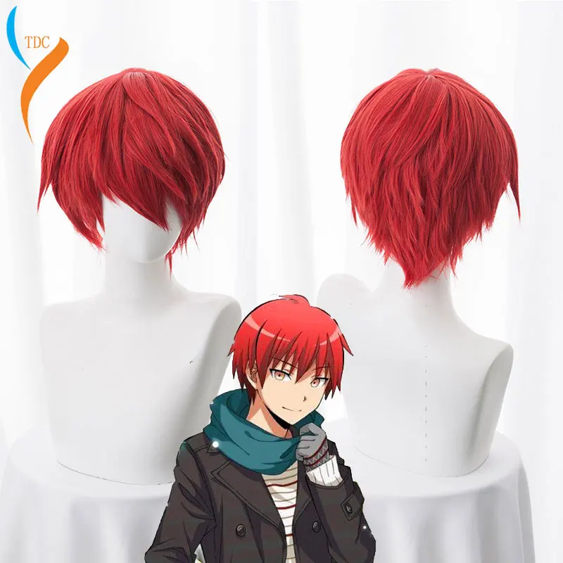 Assassination Classroom Karma Akabane / Akashi Seijuro / Sasori Short Flame Red Cosplay Wig Costume High Temperature Fiber