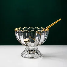 Креативная стеклянная чашка для мороженого, прозрачная чашка, Песочная стеклянная чашка для десерта, салата, молочный коктейль, фруктовый чай, стеклянная семейная чашка