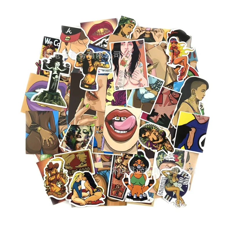 

48 Pcs Pvc Waterproof Tease Vulgar Sexy beauty Girls Stickers For Laptop Motorcycle Skateboard Luggage Decal Toy Stickers