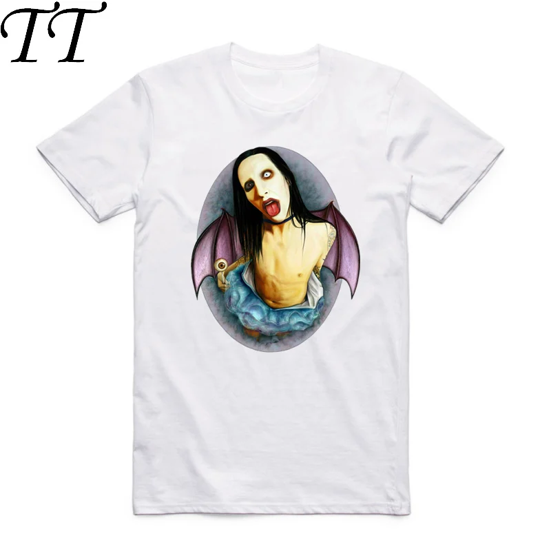 

Asian Size Men And Women Printing Marilyn Manson Rock T-shirt Summer Casual O-Neck Short Sleeves T-shirt HCP4073