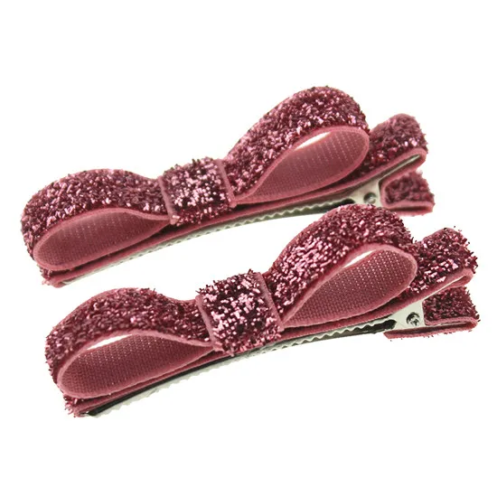 Блестящие ленты выстроились заколки формирования банта из волос смокинг для детей для женщин обувь девочек чайники клип головные уборы Accessoies - Цвет: Розовый