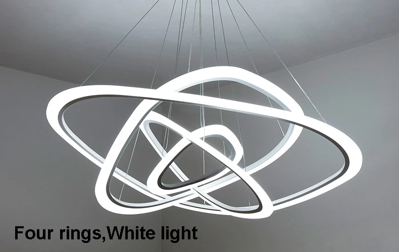 Новые современные подвесные светильники для гостиной столовой 4/3/2/1 круглые кольца акриловый светодиодный освещение потолочный светильник
