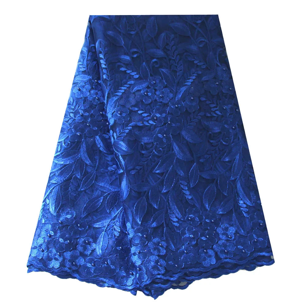 

Ourwin 2019 Hot Sale Royal Blue Nigerian Laces Fabrics High Quality Tulle African Laces Fabric Wedding African French Net Lace