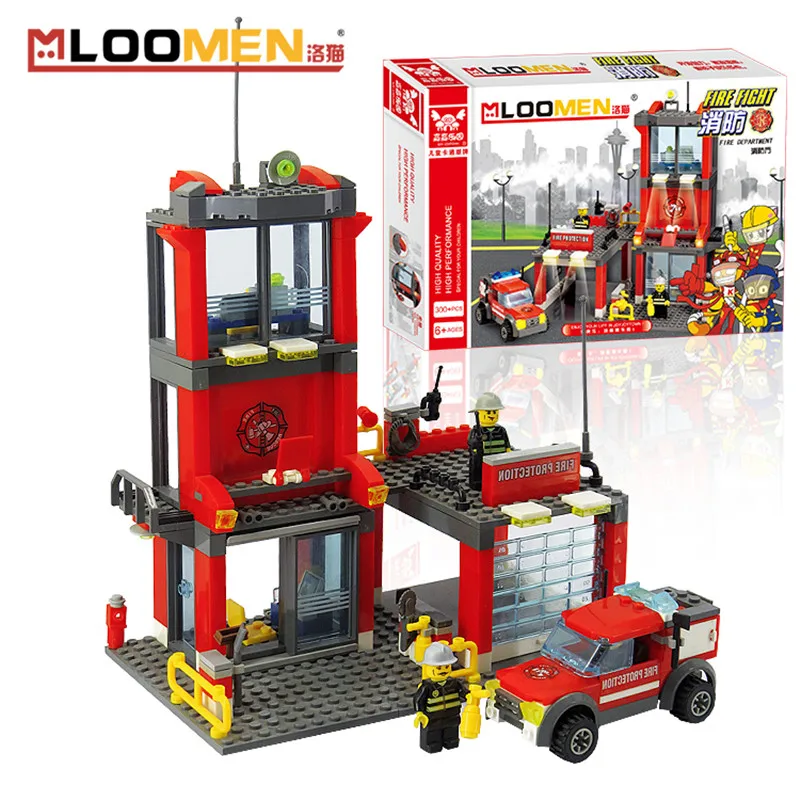 

300pcs Fire Headquarters Building Blocks Small Toys DIY Legoings Construction Bricks Enlighten Toy For Children Birthday Gifts
