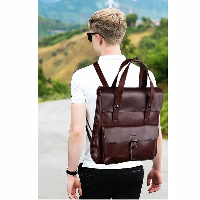 2019 Men Backpack Men's Backpacks for Teenager Luxury Designer pu Leather Male High Quality Travel Backpacks