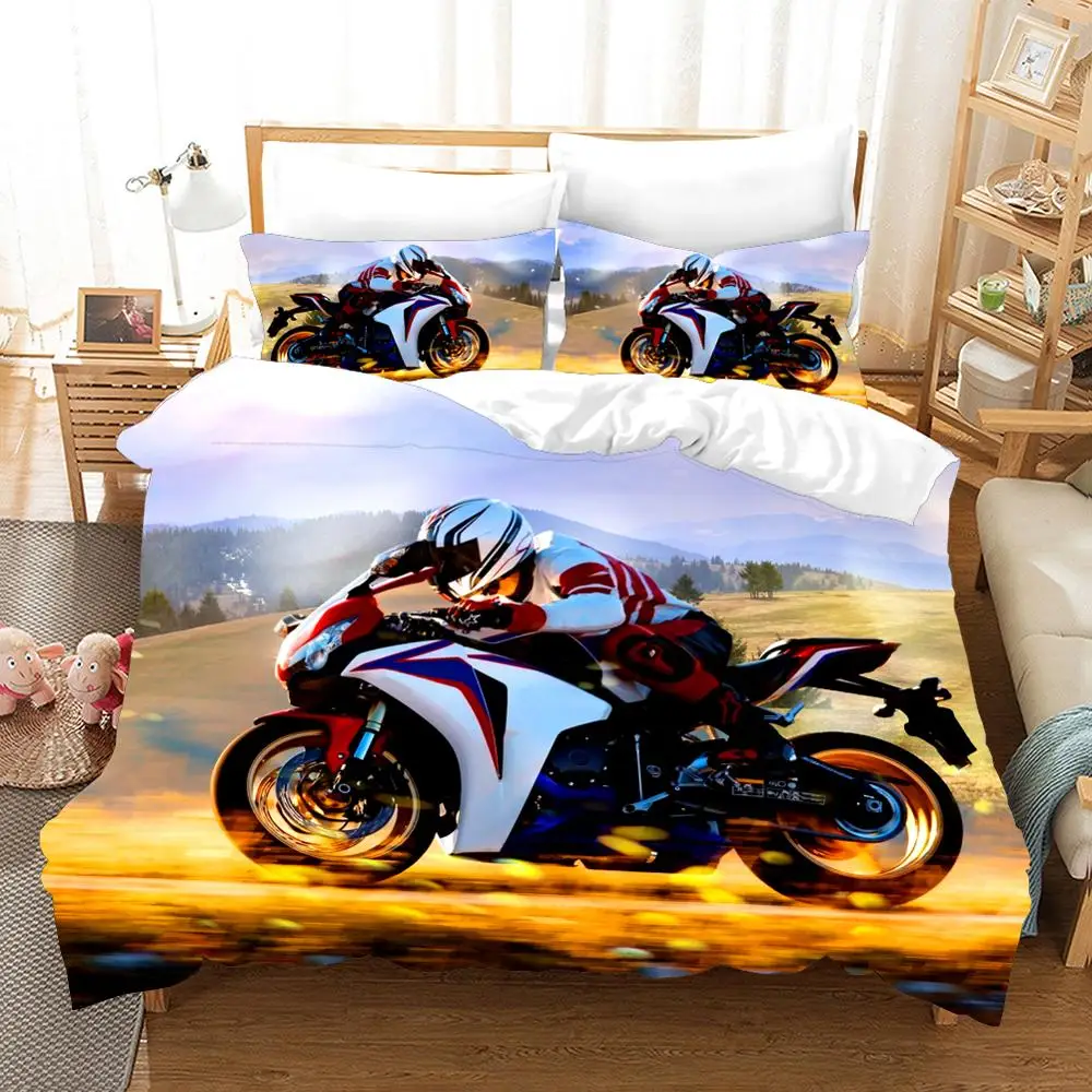 MUSOLEI 3D постельные принадлежности набор экстремальных видов спорта мотоцикл мягкая кровать пододеяльник набор двойной queen King size