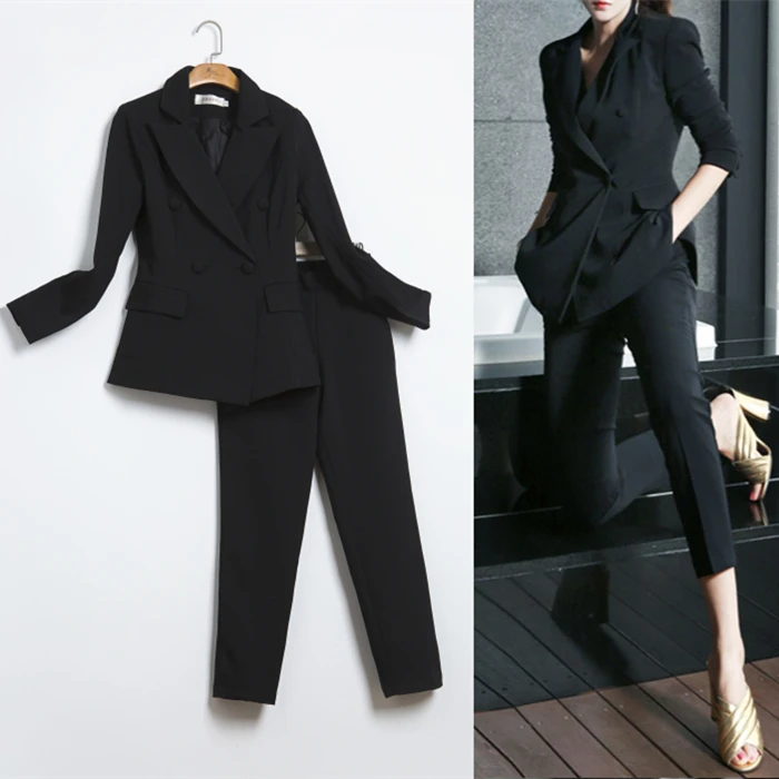 Discount spring female suit ms han edition suit jacket long sleeve fashion Asymmetric suit nine minutes of pants two-piece set outfit