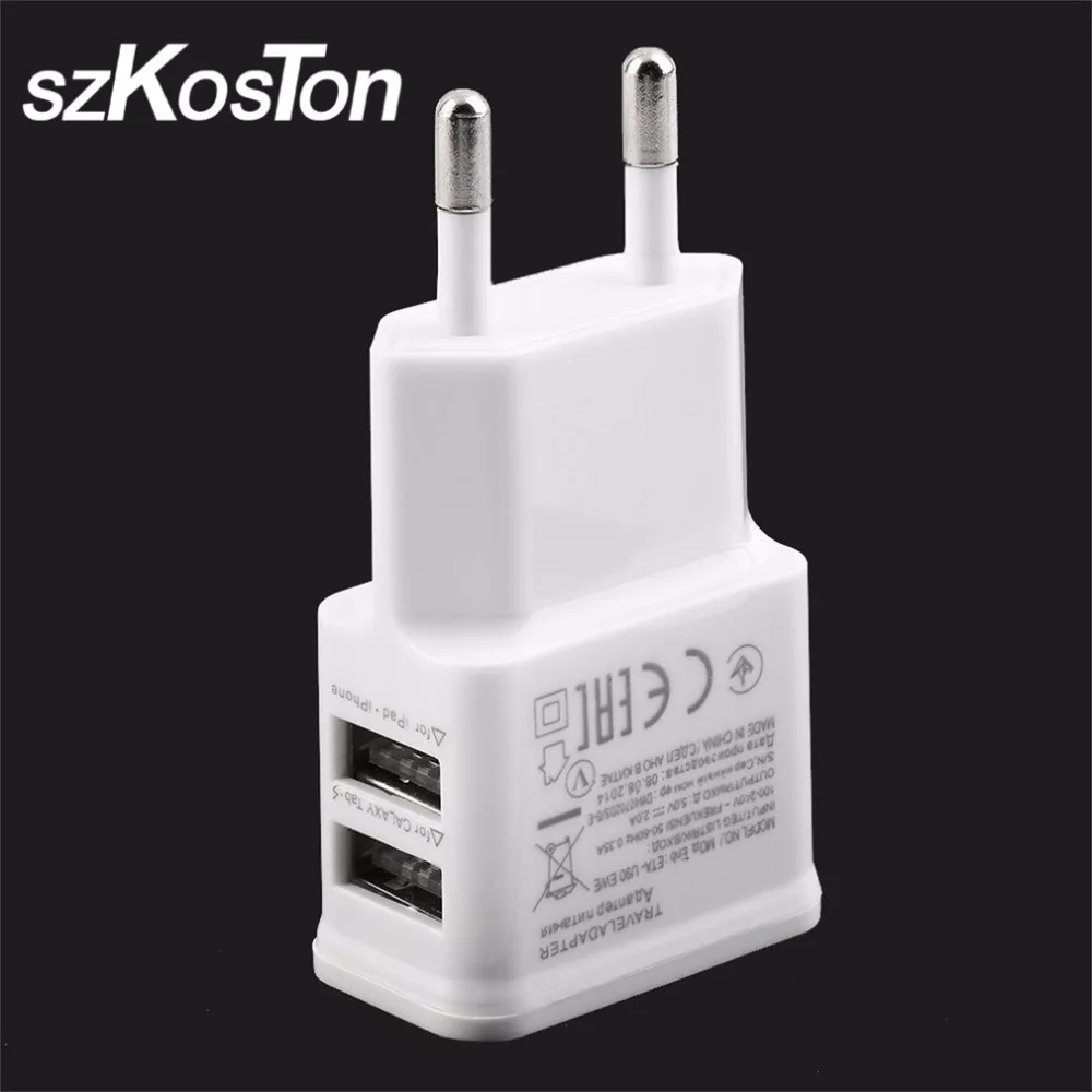 5 فولت 2A الاتحاد الأوروبي التوصيل المزدوج منافذ Usb السفر الحائط شاحن محول المحمولة السفر سريع شحن الهاتف المحمول تهمة سريع رئيس مزدوجة USB
