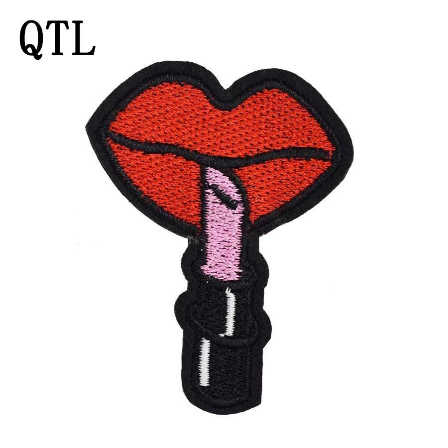 DIY Lipstick Iron on Transfer Applique Patches for Clothes Embroidery Patches for Clothing Shoes