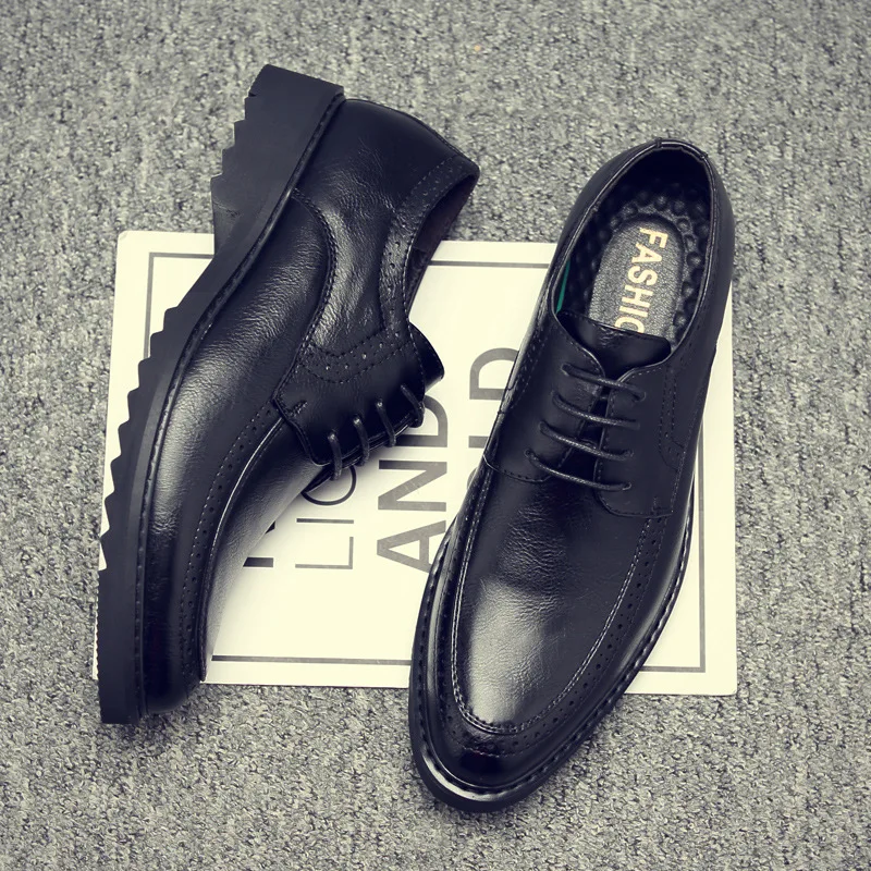 

Round Toe Fashion Leisure Microfiber Men's Dress Shoes Lace-Up Low Sewing Oxfords Solid Spring Autumm Office Career Men Shoes