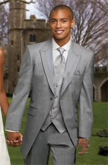 Gray Sharkskin Groom Suit Custom Made 