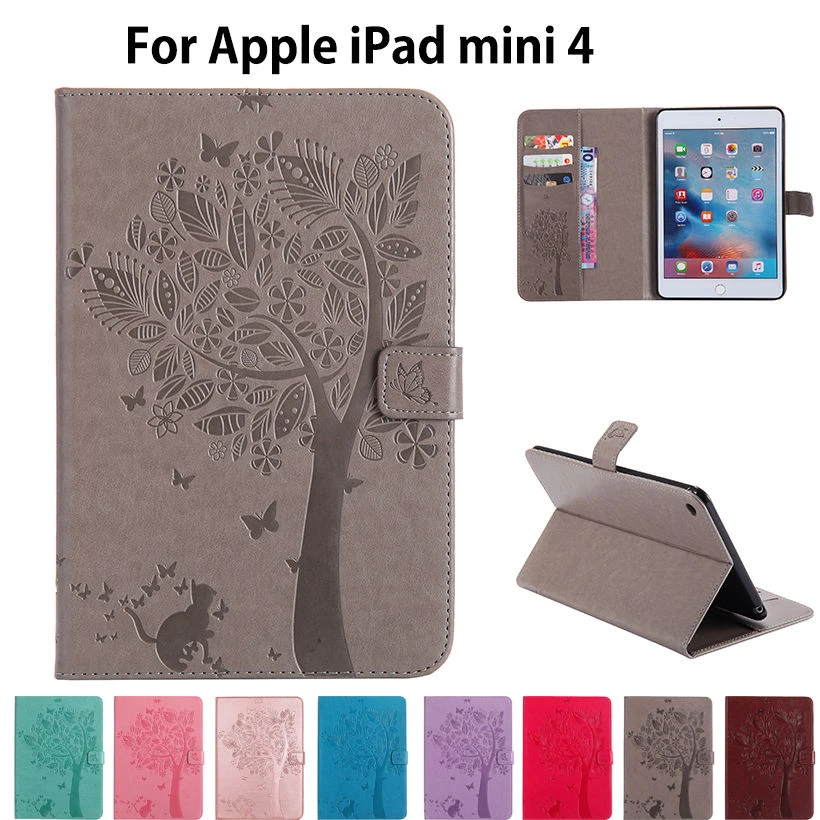 For Apple Ipad Mini4 Case High Quality Pu Leather Flip Stand Cat Tree Pattern Cases For Ipad Mini 4 Cover Funda Skin Shell Case For Ipad Case For Ipad Minifor Ipad Aliexpress