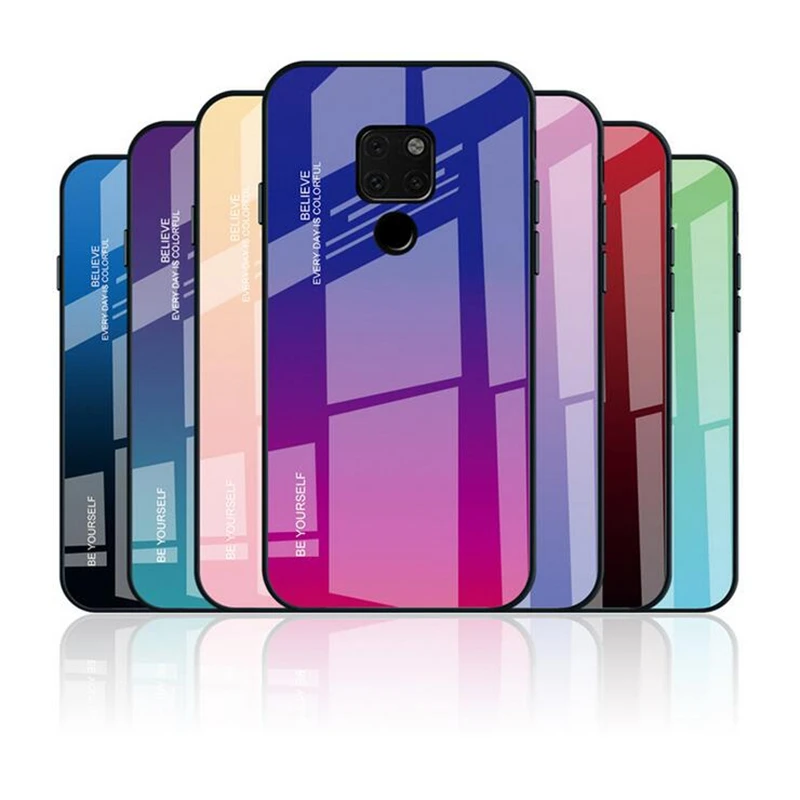 

Gradient tempered glass case for Huawei mate 20 series Phone cases for P30 honor 8X series Cover Capa Shell Funda
