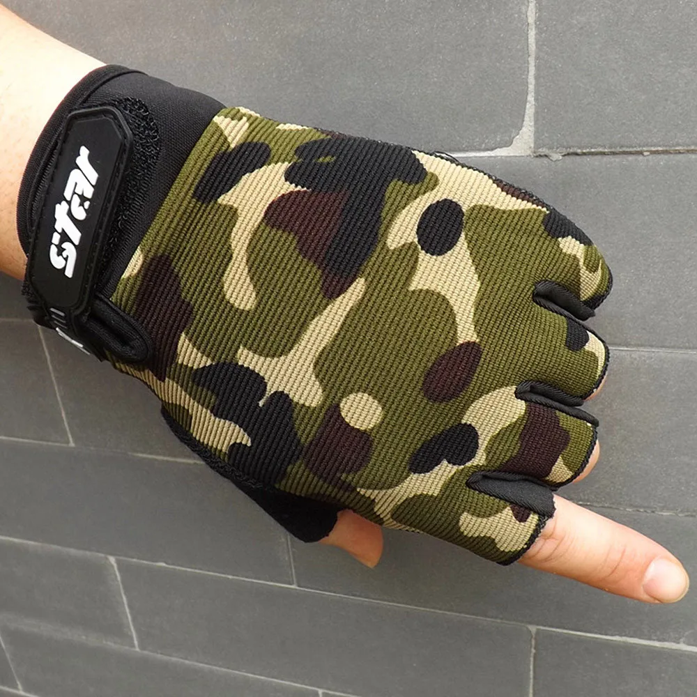 

New Hiking Gloves Men Antiskid Cycling Bike Gym Fitness Sports Half Finger Gloves