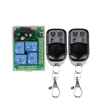 

RF Wireless Remote Switch Control Lighting Switch 12V 4Channels (4 Relays)1 Receiver & 2Transmitters Toggle /Latched /Momentary