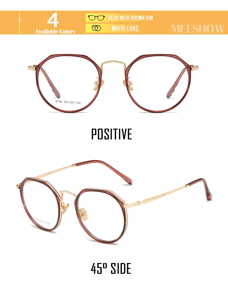 MEESHOW TR90, оправа для очков, женские прозрачные очки для глаз, большие размеры, титановый сплав, очки по рецепту, мужские круглые очки, оправа 9156