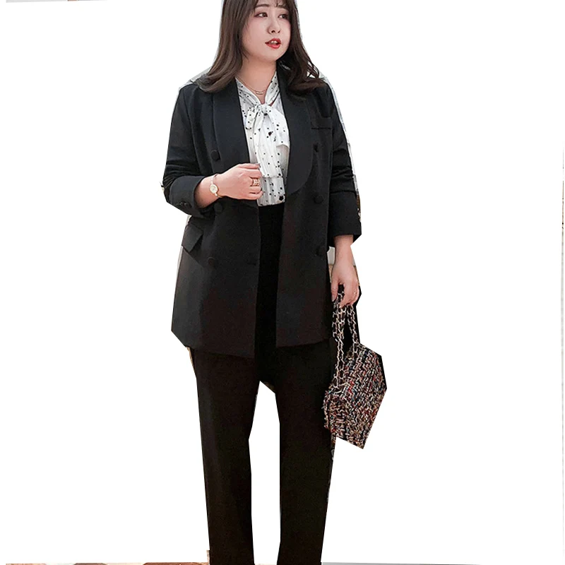 

Blazer Women 2019 Jacket Black Slim Fit Double Breasted Womens Blaser Plus Size 5XL Office Ladies Business Blazers Coat WLP197