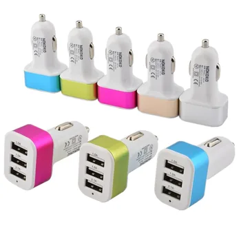 

3 Port car-charger Cigarette-lighter Carregador USB Charger Dock Station for Samsung galaxy s4 iPhone 5 6 7 100pcs/lot