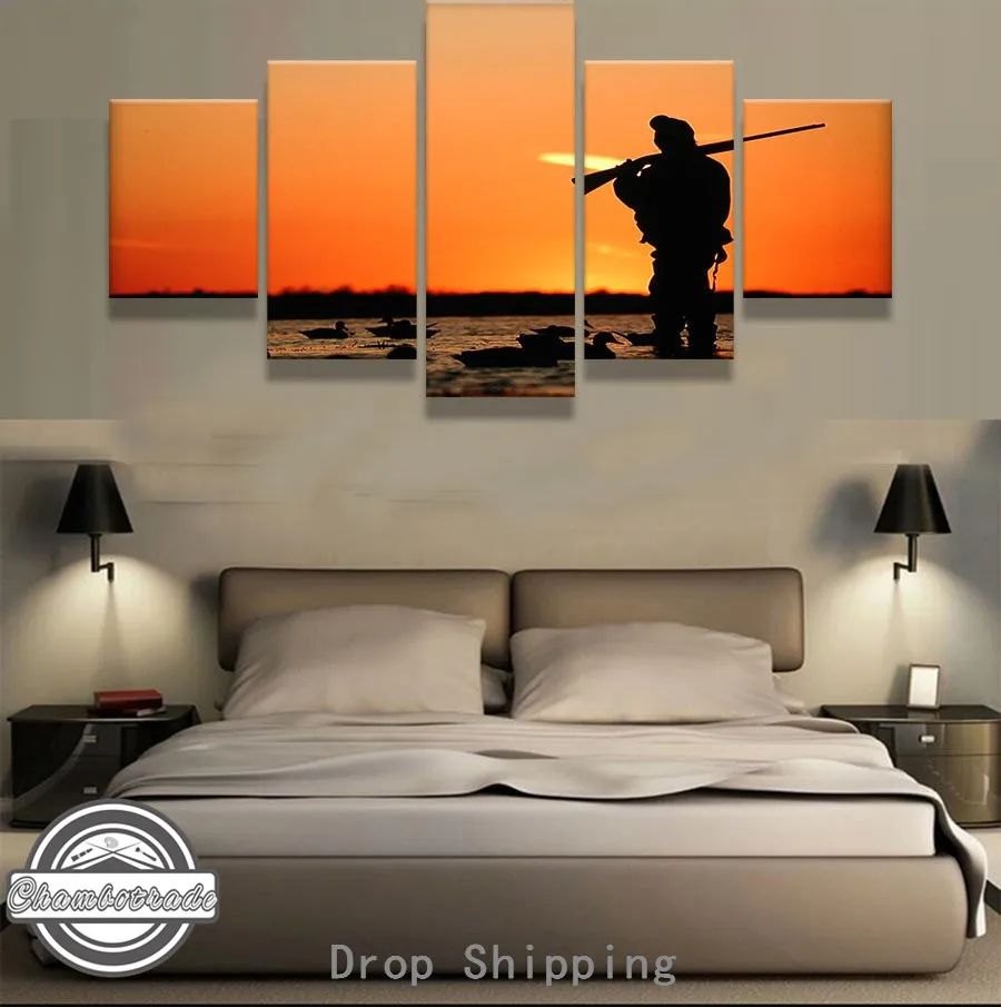 5 Pieces Canvas Printed Hunter Modern Painting Home Decor For Living Room Poster Wall Art Artworks Picture