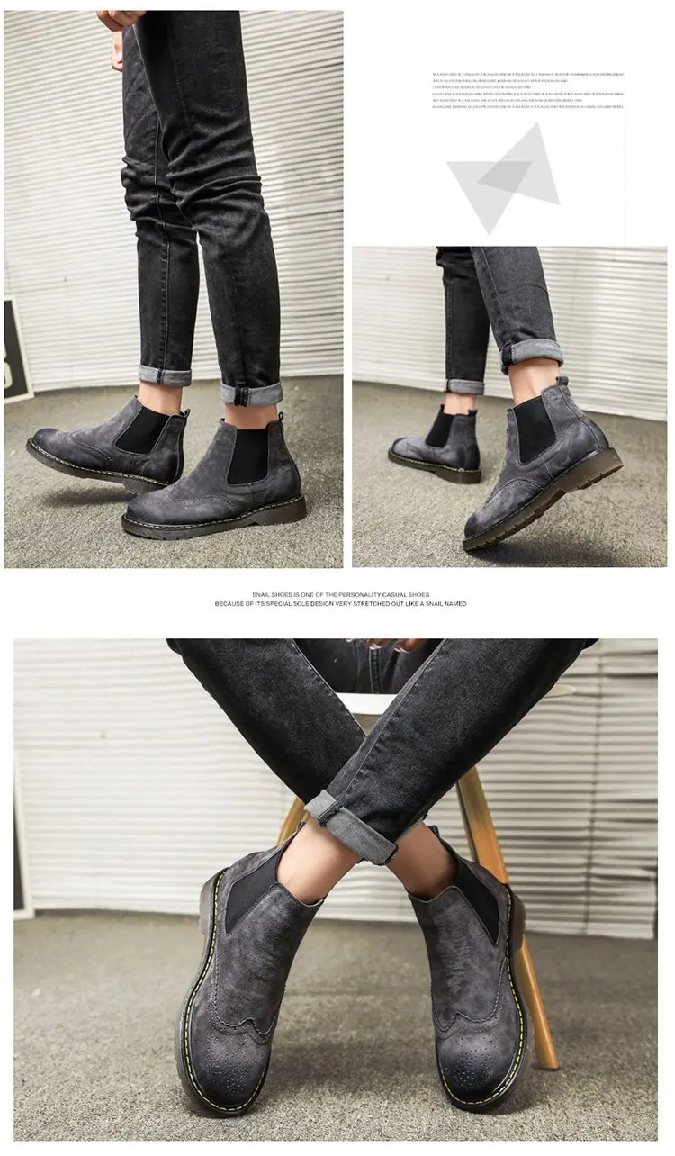 Для мужчин ботинки челси Модные полые черный толстой подошве Удобные ботинки без застежки Высокая Повседневная обувь мужские сапоги для