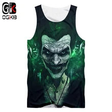 OGKB новые летние безрукавки для женщин Человек Мода жилет 3D печатных Клоун и динозавр повседневное большой размеры 5XL для мужчин's Costuming